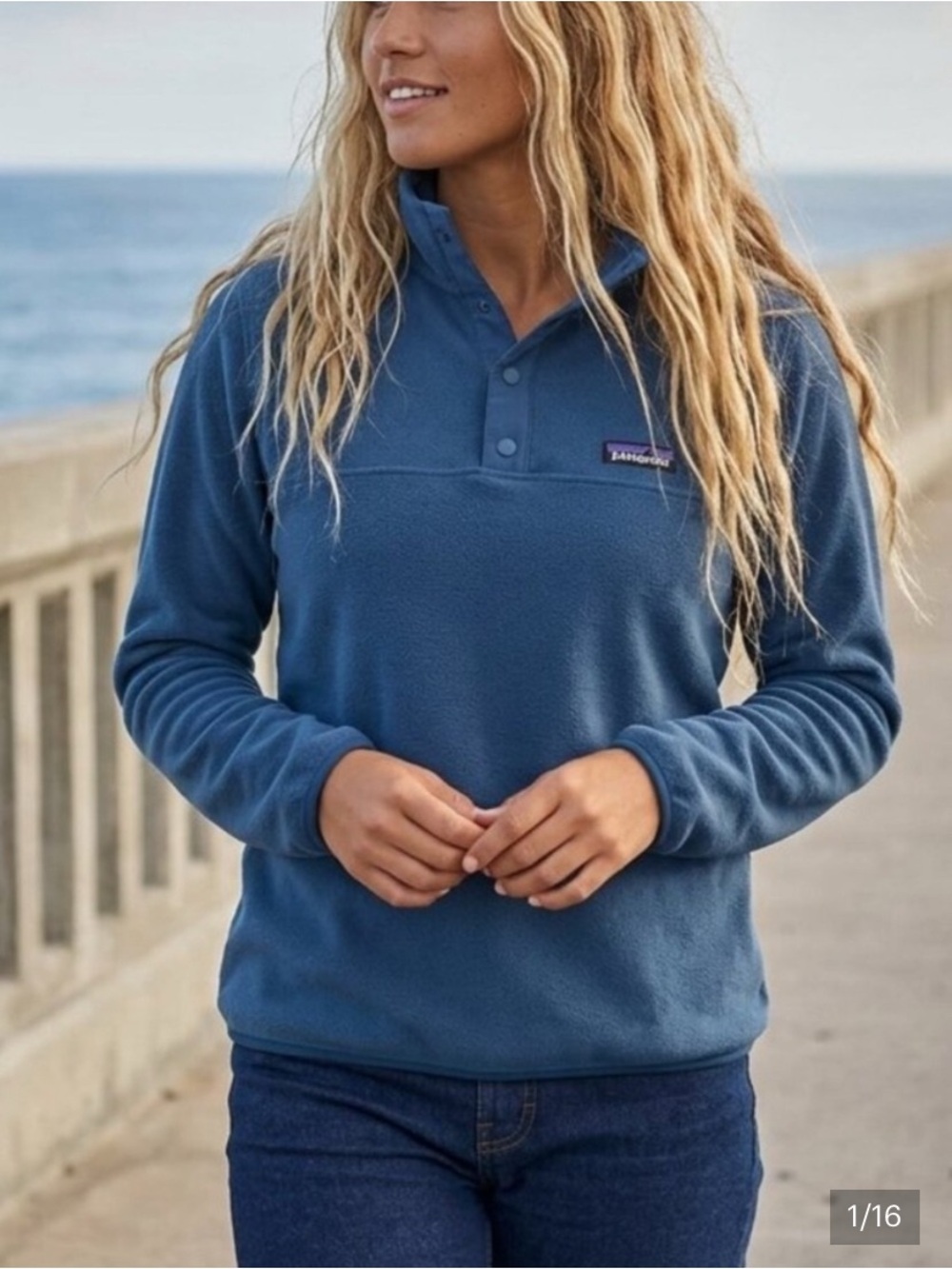 Patagonia Blue Snap-Front Fleece Pullover - Small